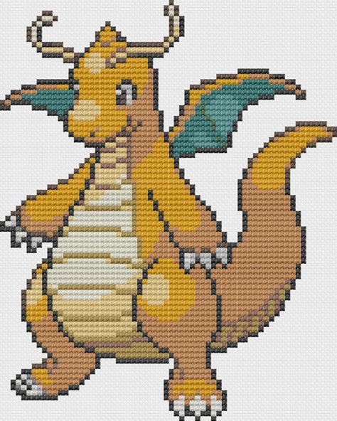 Pokemon Dragonite Pattern by GeekChicStitchery on Etsy. Pokemon Quilt, Pokemon Dragonite, Pokemon Perler, Pokemon Pixel, Pokemon Cross Stitch, Perler Crafts, Bead Sprite, Pokemon Stuff, Online Blog