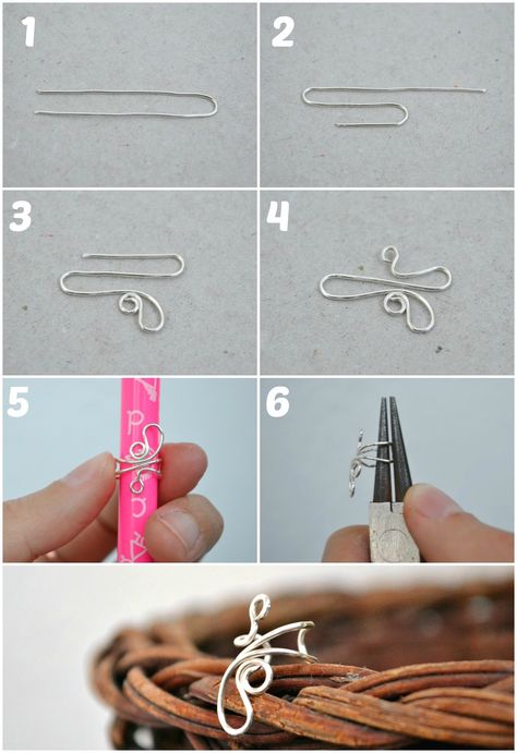 Ear cuff Diy Earcuffs, Ear Cuff Tutorial, Ear Cuff Diy, Cuffs Diy, Wire Ear Cuffs, Diy Jewelry Rings, Diy Jewelry Tutorials, Bijoux Fil Aluminium, Wire Jewelry Tutorial