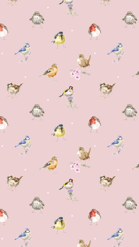 Garden Birds Phone Wallpaper by Wrendale Designs Wrendale Designs, Garden Birds, Phone Screen Wallpaper, Bird Wallpaper, Pink Bird, Plant Drawing, Art Wallpaper Iphone, Cute Patterns Wallpaper, Pretty Wallpapers Backgrounds