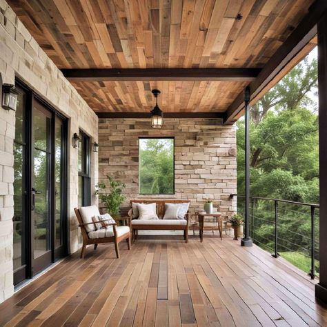 Metal Building Porch Ideas, Covered Porch Ceiling Ideas, Porch Ceiling Ideas Cheap, Porch Knee Wall, Porch Ceiling Ideas, Vinyl Soffit, Wood Slat Ceiling, White Porch, Drop Ceiling Tiles