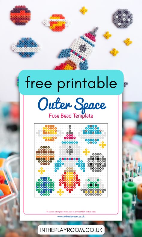 Perler Bead Printable Patterns, Planet Perler Beads, Perler Bead Patterns Printable, Perler Bead Patterns Templates, Space Perler Bead Patterns, Melt Beads Ideas, Perler Templates, Space Crafts For Kids, Bead Templates