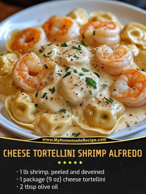 Easy and tasty recipes | Cheese Tortellini Shrimp Alfredo | Facebook Shrimp Tortellini Recipes, Last Minute Recipes, Shrimp Tortellini, Shrimp Cheese, Cheese Tortellini Recipes, Recipes Cheese, Tortellini Recipes, Shrimp Alfredo, Cheese Tortellini