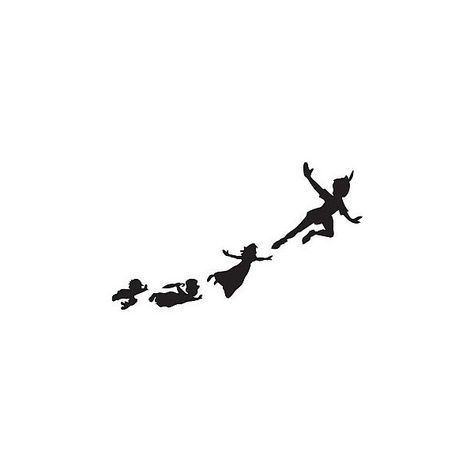 Peter Pan and Wendy Off to Neverland Temporary Tattoo, various sizes... ($1.33) ❤ liked on Polyvore featuring accessories and body art Peter Pan Finger Tattoo, Peter Pan Silhouette Tattoo, Tiny Peter Pan Tattoo, Peter Pan Wendy Tattoo, Peter And Wendy Tattoo, Small Peter Pan Tattoo, Wendy Darling Tattoo, Neverland Tattoo Ideas, Peter Pan And Wendy Tattoo