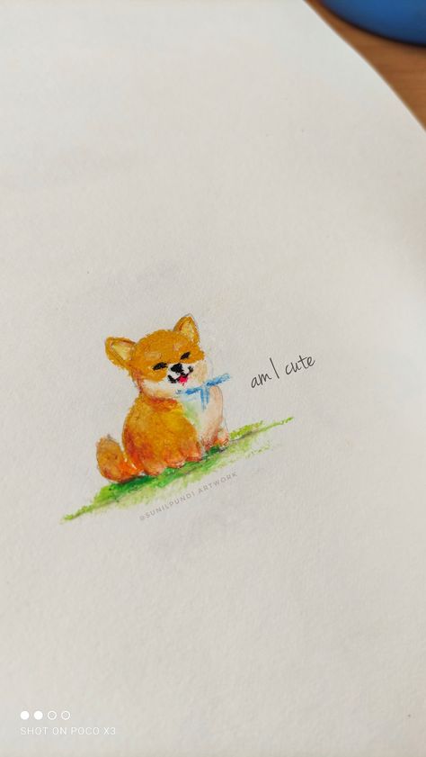 Oil pastels art, #cute #dog #petlovers #animallover Dog Oil Pastel, Cute Oil Pastel Drawings Easy, Puppy Drawing Easy, Dog Draw, Shiba Dog, Cute Shiba, Oil Pastel Drawings Easy, Puppy Drawing, Dog Sketch