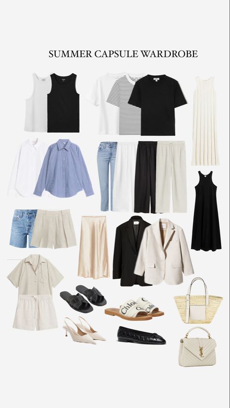 Summer capsule wardrobe essentials Neutral Style Fashion Minimal Classic, Clean Style Outfit Minimal Classic, High Quality Basics, Cloth Hacks, Minimal Chic Summer, Minimal Chic Outfits, Minimal Chic Style Outfits, Minimal Chic Outfit, Timeless Wardrobe Essentials