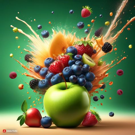 #fruit #explosion #adobefirefly Fruit Explosion, Firefly, Fruit, Art