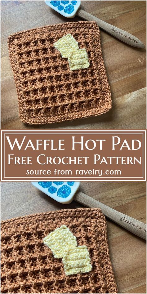 Crochet For Kitchen Free Pattern, Cute Crochet Potholders Free Pattern, Crochet Waffle Pattern, Crochet Chicken Hot Pad Free Pattern, Fun Crochet Potholders, Crochet Kitchen Potholders, Cute Crochet Pot Holders, Crochet Casserole Hot Pad, Cute Crochet Hot Pads