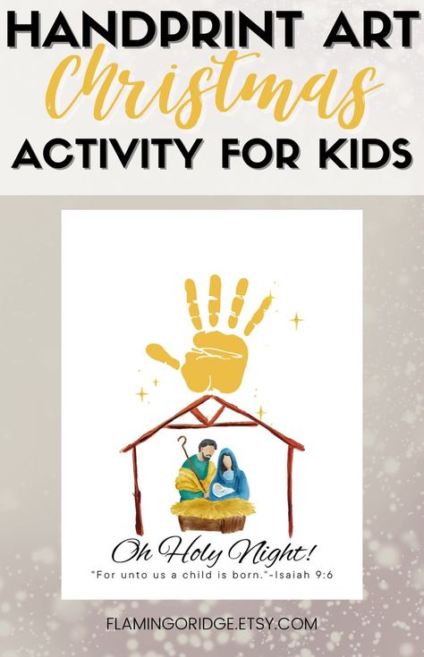 Introducing Nativity Handprint Art - a creative and fun Christmas activity for kids! This printable handprint art allows children to create a beautiful and meaningful holiday decoration using their own handprint. The finished product is a beautiful depiction of the Nativity scene with the baby Jesus in the manger and your child’s handprint as the star. Handprint Art Christmas, Religious Christmas Crafts, Handprint Art Kids, Christmas Handprint Art, Christmas Activity For Kids, Baby Christmas Crafts, Manger Christmas, Christmas Handprint Crafts, Christmas Handprint