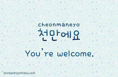 Korean Translation of "You're Welcome." Your Welcome In Korean, Korean Translation, Korean Verbs, Korean Slang, Learning Korean Grammar, Korean Text, Speak Korean, Learn Basic Korean, Korean Learning