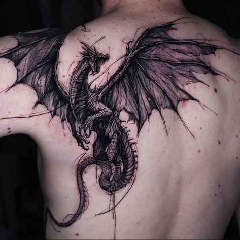 Men Dark Tattoos, Shoulder To Back Tattoo Men, Lighting Dragon Tattoo, Dragon Tattoo Neck Men, Sigil Dragon Tattoo, Dark Tattoo Sleeve Men, Sindragosa Tattoo, Nature Dragon Tattoo, Nergigante Tattoo