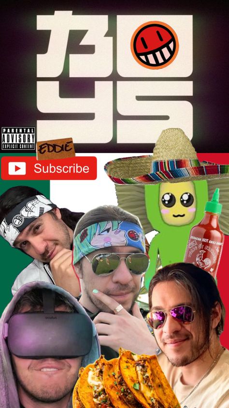 #theboys #eddievr #saucyeddie #specialedd #narrator #juicy #juicyfruitsnacks #mully #josh #vr #wallpaper #youtubers #hungryboys Eddievr And Juicyfruitsnacks, Eddie Vr Wallpapers, Vr Wallpaper, Youtuber Wallpaper, Gaege Gibson, Youtube Wallpaper, Green Gang, Hot Chili Sauce, Boys Wallpaper