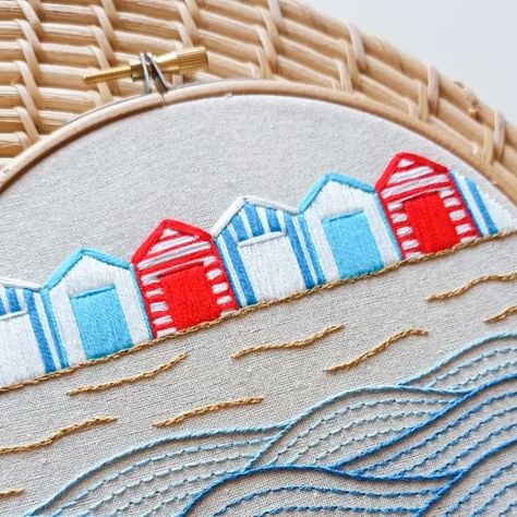 Seaside Embroidery, Blanket Embroidery, Sea Embroidery, Relaxing Summer, Seaside Decor, Hand Embroidery Tutorial, Embroidery Tutorial, Summer Projects, Slow Stitching