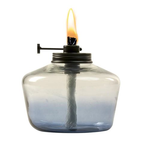 TIKI Adjustable Flame Glass Tabletop Torch 6.25-in Blue Glass Tabletop Torch in the Garden Torches department at Lowes.com Pretty Patios, Garden Torch, Outdoor Torches, Citronella Oil, Tiki Torches, Backyard Spaces, Glass Molds, Glass Votive, Glass Garden