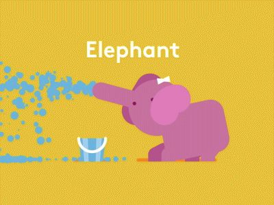 Elephant Elephant Animation, Elephant Character, Elephant Gif, Adobe Animate, Cartoon Elephant, Animation Explainer Video, Character Animation, Water Splash, Nature Water