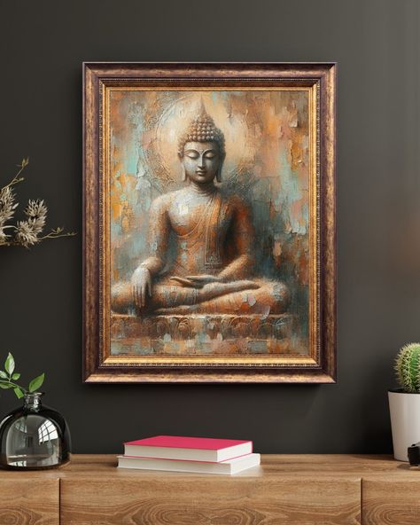 Buddha Oil Painting Wall Art, Printable Wall Art, Canvas Wall Art, Boho Home Poster, Buddhist Home Decor, Zen Wall Decor, Digital Art Print Buddha Wall Art Canvases, Buddha Oil Painting, Buddhist Home, Zen Wall Decor, Potrait Painting, Buddha Canvas, Buddha Artwork, Yoga Wall Art, Buddha Wall Art