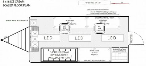 Ice Cream Truck Interior Layout, Ice Cream Trailer Interior, Ice Cream Truck Interior, Ice Cream Trailer, Food Truck Interior, Sweet Taco, Ice Cream Trucks, Enclosed Cargo Trailers, Types Of Ice Cream