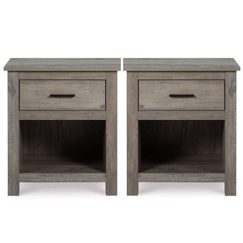 PRICES MAY VARY. 【1 Drawer Nightstands】-- Size: 15.75"D x 20.08"W x 23.03"H”; Featuring smooth and deep drawers, Easy access to TV remotes and other small household items. 【Farmhouse Bedroom Nightstand】-- Natural textured wood finish add comfortable feeling and farmhouse style to your bedroom. 【Sturdy Wooden Bedside Table】-- Made of quality P2 particleboard with grain. Sturdy and stable, tasteless and safe. Ideal for as nightstand, recliner side table, bedside table. 【Assembly Required】-- All pa Grey Wood Bedroom Furniture Farmhouse, Nightstands For Dark Grey Headboard, Grey Bedroom Nightstands, Ikea Bedside Table Grey, Side Tables For Grey Bed, Grey Bed And Nightstands, Grey Washed Nightstand, Bedroom Nightstand Farmhouse, Bedroom Furniture For Grey Room