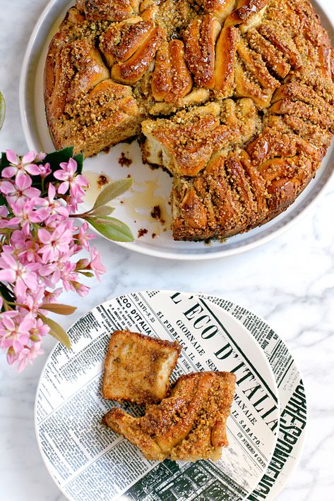 Baklava Pull-Apart Bread Persian Breakfast, Sweet Yeast Dough, Yeast Dough, Lebanese Cuisine, Dough Ingredients, Two Of A Kind, Pull Apart Bread, Coffee Cakes, Honey Syrup