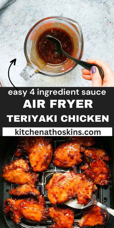 Air fryer Teriyaki Chicken is a terrific dinner, ready in under 30 minutes. Made with an easy homemade teriyaki sauce, it so much better than takeout! Air Fryer Teriyaki Chicken, Teriyaki Chicken Thighs, Teriyaki Chicken Breast, Chicken Teriyaki Sauce, Baked Chicken Cutlets, Pollo Teriyaki, Baked Teriyaki Chicken, Easy Teriyaki Chicken, Teriyaki Recipe