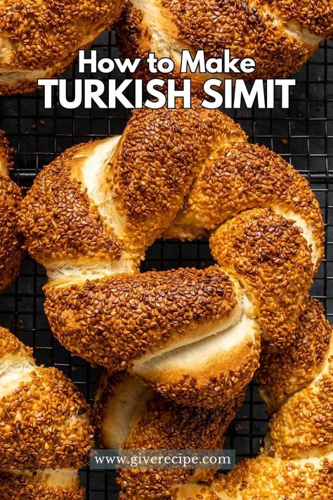 Make your own Turkish Simit with this simple recipe! Learn to bake this sesame-covered circular bread, perfect for breakfast or a snack. Simit Recipe Turkish, Simit Bread, Turkish Simit Recipe, Turkish Bagel, Turkish Simit, Simit Recipe, Bread Style, Turkish Bread, Bagels Recipe