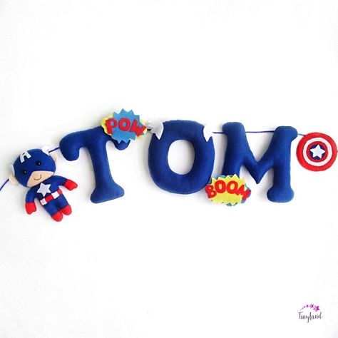 Marvel Nursery Ideas, Avengers Name, Baby Reveal Party Decorations, Marvel Nursery, Felt Garlands, Name Garland, Superhero Nursery, Felt Name Banner, Pink Bedroom For Girls