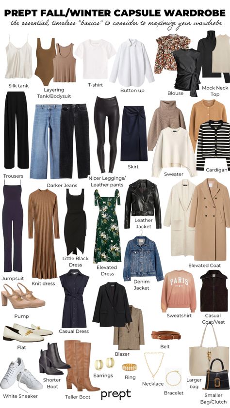 Fall basics 🍁 that are anything but basic! Check out our latest capsule Prept capsule wardrobe guide with the lineup of essential, timeless pieces to maximize your wardrobe ahead of fall/winter and year-round. Prept Capsule Wardrobe, Women’s Timeless Fashion, Essential Winter Wardrobe Pieces, Timeless Wardrobe Capsule, Early Fall Capsule Wardrobe, Capsule Wardrobe For Beginners, Basic Essential Wardrobe, Essential Wardrobe Pieces Woman, Capsule Wardrobe Year Round