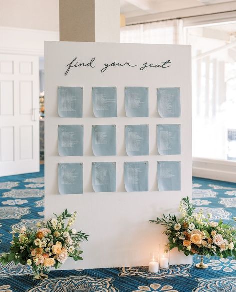 Finding your seat has never been so sweet. Loved creating the fabric detail on this gorgeous seating chart!⁠ ⁠ ⁠ ⁠ Photos: @emilybarbaraphotography⁠ Planning: @graceful_events_weddings⁠ Lead: @katieforgracefulevents⁠ Venue: @abbeyresort⁠ Floral: @willow_design Find Your Seat Sign, Find Your Seat, Seating Chart, Seating Charts, So Sweet, Wedding Trends, Future Wedding, Finding Yourself, Weddings