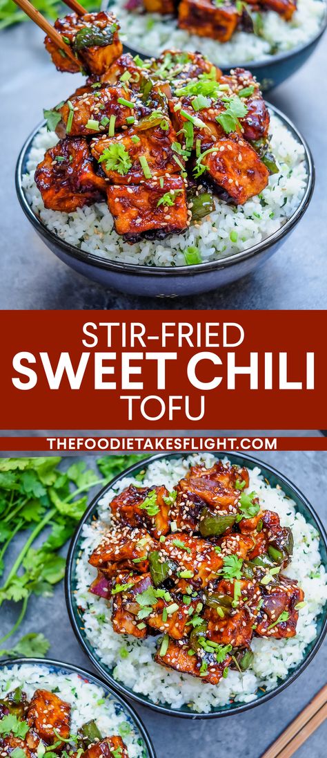 Sweet Chili Tofu, Chili Tofu, Tofu Marinade, Vegan Stir Fry, Tofu Stir Fry, Marinated Tofu, Tofu Recipe, Tofu Dishes, Tasty Vegetarian Recipes