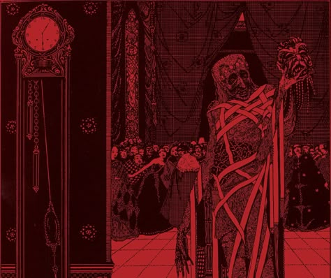 Plague Aesthetic Red, Mystery Party Theme, Inner Child Aesthetic, Edgar Allan Poe Illustration, Space Core, King In Yellow, Very Short Stories, Thomas Harris, Harry Clarke