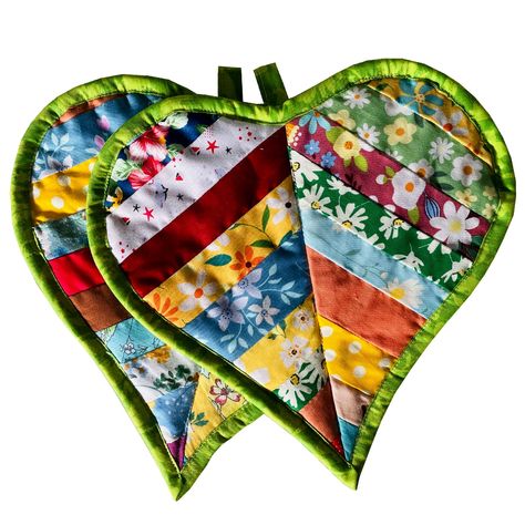 PRICES MAY VARY. Package includes 2 potholder each sized 10.5 Inch by 10 Inch.100% Cotton The loves were really pieced and quilted on, not printed on then quilted. These pot holders are handicrafts. They add more beautiful colors to your life and make you feel more happy. It's more of a hot pad to put your hot pans to protect your table or countertop . High Quality Fabric resists wear and tear and is ideal for everyday kitchen, garden and craft use.No waterproof.this potholders are machine washa Kitchen Hot Pads, Quilted Gifts, Baby Clothes Patterns, Hot Pad, Linen Textile, Mug Rug, Cotton Set, Sewing Gifts, Mug Rugs