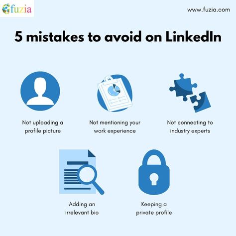 Building a LinkedIn profile is not about just making connections, but how you represent yourself as a working professional and reach out to the right people. If you want to have a good social media impression as a professional, here are some LinkedIn mistakes to avoid! Be a part of our Fuzia community and get access to more informative content. Sign up on www.fuzia.com now! #linkedintips #linkedinmistakes #linkedinmarketing #linkedinmarketingsolutions #linkedinmarketingtips #corporatecommunica Linkedin Business, Linkedin Tips, Linkedin Marketing, Making Connections, Working Professional, Linkedin Profile, Work Experience, Marketing Tips, Personal Development