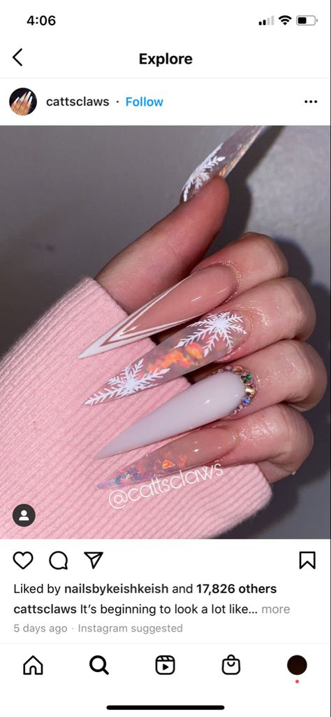 Christmas Stilleto Nail, Christmas Stelitto Nails, Stilleto Christmas Nails Long, Christmas Stiletto Nails Winter, Winter Stiletto Nails Designs, Winter Stiletto Nails, Stiletto Christmas Nails, Christmas Nails Stiletto, Material Gworl