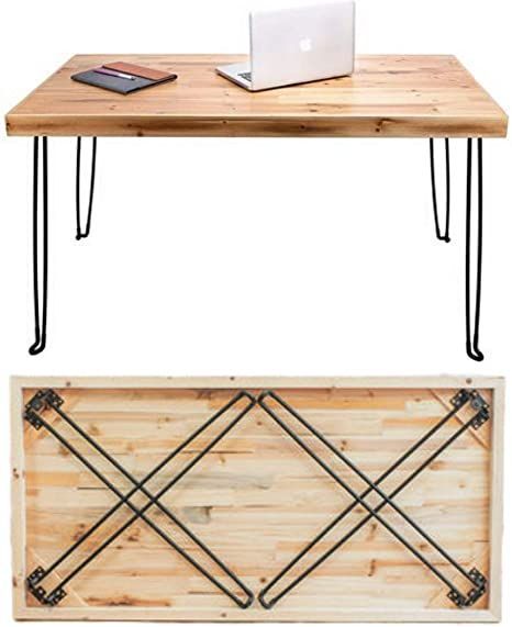 deriuqeR ylbmessA oN elbadloF nedooW llamS ,elbaT dooW elbatroP thgiewthgiL kseD gnidloF mrofkeel S Wood And Metal Desk, Desks For Small Spaces, Folding Desk, Folding Dining Table, Foldable Table, Metal Desks, Hairpin Legs, Wood Desk, Space Saving Furniture