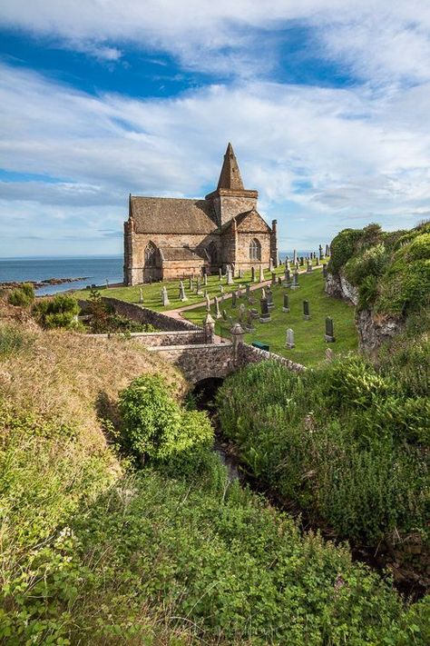 St. Monans Parish Church also known as St. Monance Parish Church (1646) Fife, Scotland. The church was built between 1362 and 1370 as a chapel which was endowed by David ll. It is situated in a clifftop graveyard overlooking the sea, and has the distinction of being the closest church to the sea in Scotland. Rule Britannia, Fife Scotland, Scotland Uk, Old Churches, Church Architecture, Scenic Beauty, Place Of Worship, England Travel, Wales England