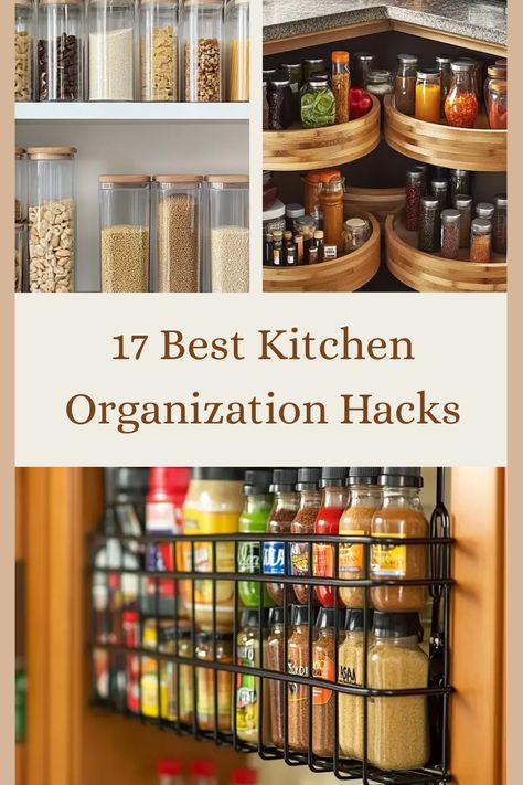 Check out these 3 engaging images showcasing 17 best kitchen organization hacks. From clear containers to innovative cleaning supply caddies, transform your space into a neatly arranged cooking area and manage clutter expertly. Kitchen Organization Zones, Home Edit Kitchen Organization, How To Organize Your Kitchen, Marie Kondo Kitchen, Japanese Kitchen Organization, Kitchen Organization Ideas Cabinets, Kitchen Organizer Ideas, Declutter Kitchen Countertops, Best Kitchen Organization