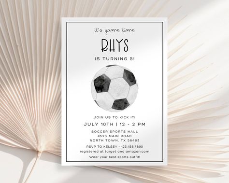 Soccer Birthday Invite, Football Birthday Invitation, Soccer Player Birthday Invitation, Sports Party, It’s Game Time, Goal, Footy Birthday by DanielaDaintyDesigns on Etsy Soccer Birthday Invitation, Football Birthday Invitations, Football Invitations, Soccer Birthday, Football Birthday, Sport Hall, It Game, Sports Party, Soccer Fans