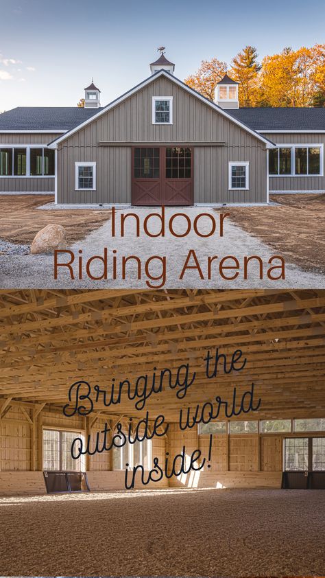 Indoor Horse Riding Arena, House With Stables, Indoor Riding Arena, Horse Riding Arena, Dream Barn Stables, Equestrian Stables, Equestrian Barns, View Building, Horse Farm Ideas