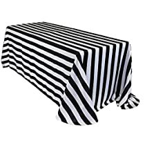 Check this out! Wedding Reception Table Linens, Linen Tablecloths, Striped Tablecloths, Wedding Tablecloths, Elegant Wedding Reception, Table Overlays, Anniversary Dinner, Chair Sashes, Table Runners Wedding