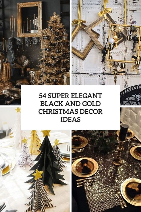 super elegant black and gold christmas decor ideas cover Christmas Banquet Decorations, Black White And Gold Christmas, Gold Table Decorations, Gold Holiday Decor, Black And Gold Christmas, Outdoor Christmas Party, White Christmas Party, Christian Christmas Decorations, Black Christmas Decorations