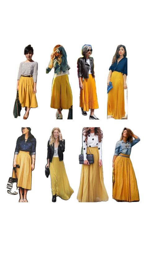 Yellow skirt outfits Mustard Yellow Skirt Outfit, Yellow Pleated Skirt Outfit, Mustard Skirt Outfit, Yellow Skirt Outfit, Yellow Skirt Outfits, Mustard Yellow Skirts, Yellow Pleated Skirt, Mustard Skirt, Professional Outfit