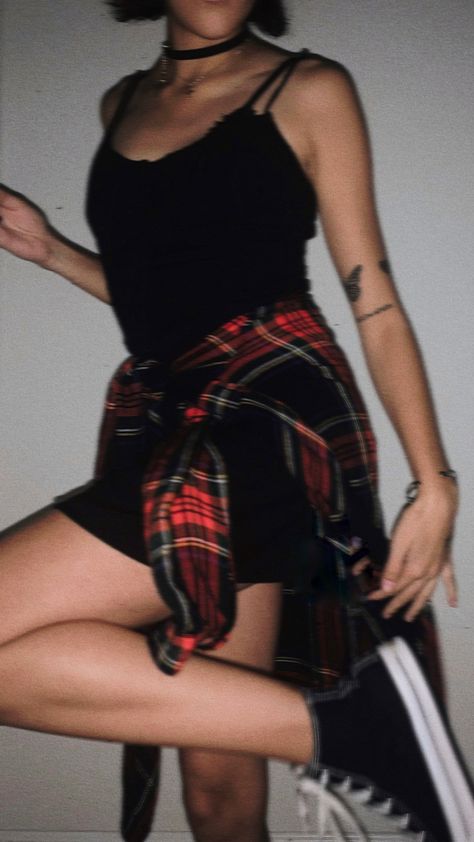 Black Dress With Flannel, 2016 Aesthetic Outfits, 2014 Grunge Outfits, Grunge Style Girl, 2014 Tumblr Aesthetic Outfits, 2014 Tumblr Grunge, Tumblr Aesthetic Grunge, Dress With Flannel, Shirt Around Waist