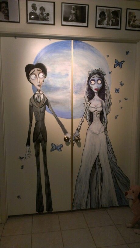 Corpse Bride Halloween Decorations, Corpse Bride Door Decorations, Corpse Bride Bedroom Ideas, Corpse Bride Room Ideas, Corpse Bride Decorations, Corpse Bride Decor Ideas, Corpse Bride Room Decor, Corpse Bride Painting Easy, Tim Burton Bedroom