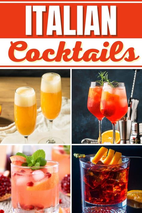 Cocktails For Italian Food, Italian Themed Cocktails, Cocktails That Go With Pasta, Italian Mixed Drinks, Cocktails That Go With Pizza, Italian Spritzer Cocktails, Italian Drinks Alcohol Cocktails, Italian Drinks Alcohol, Italian Alcoholic Drinks