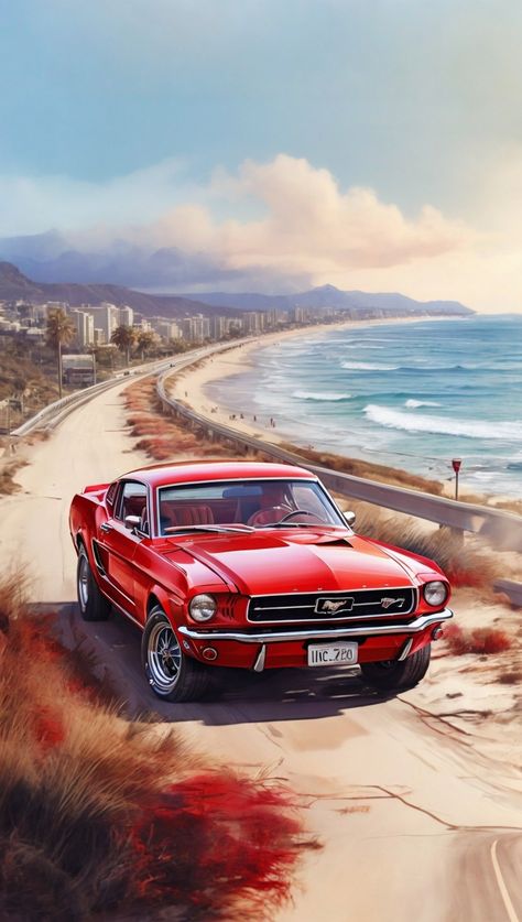 Red Mustang Wallpaper, Red Mercedes, Vehicle Photography, Ford Mustang Wallpaper, 60s Muscle Cars, Red Mustang, Mustang Wallpaper, Asian Haircut, Cool Car Drawings