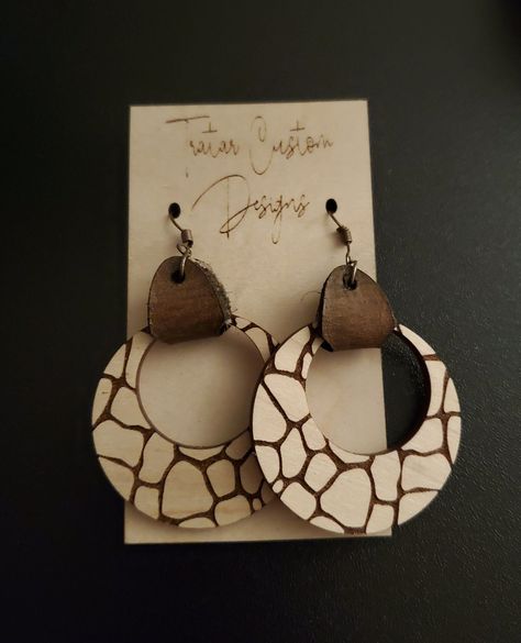 Wood And Leather Earrings, Laser Jewelry, Laser Cut Wood Jewelry, Wood Hoop Earrings, Laser Cut Wood Earrings, Earrings Wood, Laser Cut Earrings, African Earrings, Ornament Design