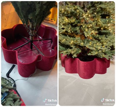 This DIY Tree Collar May Even Be Prettier Than Your Christmas Tree | Hunker Diy Tree Collar, Tree Collar Christmas, Easy Holiday Diy, Pallet Tree, Christmas Tree Collar, Tiktok Creator, Be Prettier, Foam Glue, Christmas Collar