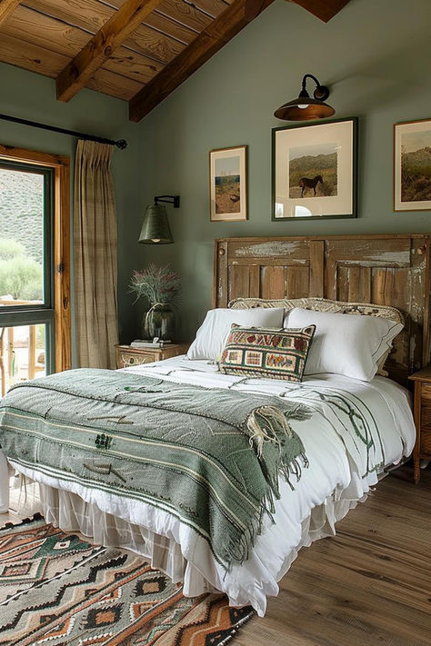 40 Western Style Bedroom Ideas for a Stylish Makeover Bedroom Suites Ideas, Country Western Bedroom Decor, Western Cabin Bedroom, Western Bedroom Wall Colors, Clean Western Bedroom, Rustic Bed Ideas, Antique Western Bedroom, South Western Bedroom Ideas, Ranch House Decor Bedroom