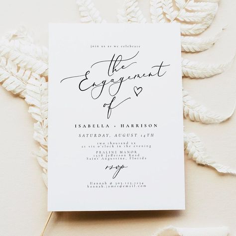 EVELYN Elegant Calligraphy Script Engagement Modern Engagement Party, Engagement Dinner Party, Digital Wedding Card, Engagement Details, Engagement Party Cards, Engagement Party Themes, Engagement Invitation Cards, Retro Wedding Invitations, Traditional Henna