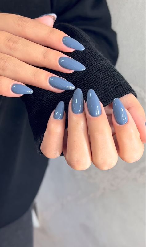 Slate Blue Nails, Unghie Sfumate, Plain Nails, Nail Goals, Smink Inspiration, Makijaż Smokey Eye, Blue Nail, Nail Swag, New Nails