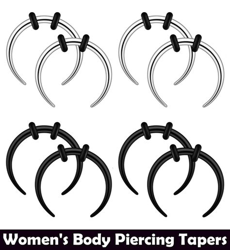 Qmcandy 8pcs 10G 12G 14G 16G 18G Stainless Steel Black Silver Pinchers Septum Piercing Horseshoes Nose Rings Buffalo Taper wi Septum Rings, Stone Plugs, Earring Hoop, Septum Jewelry, Silly Things, Body Jewelry Piercing, Prom Jewelry, Rings Silver, Resin Ring